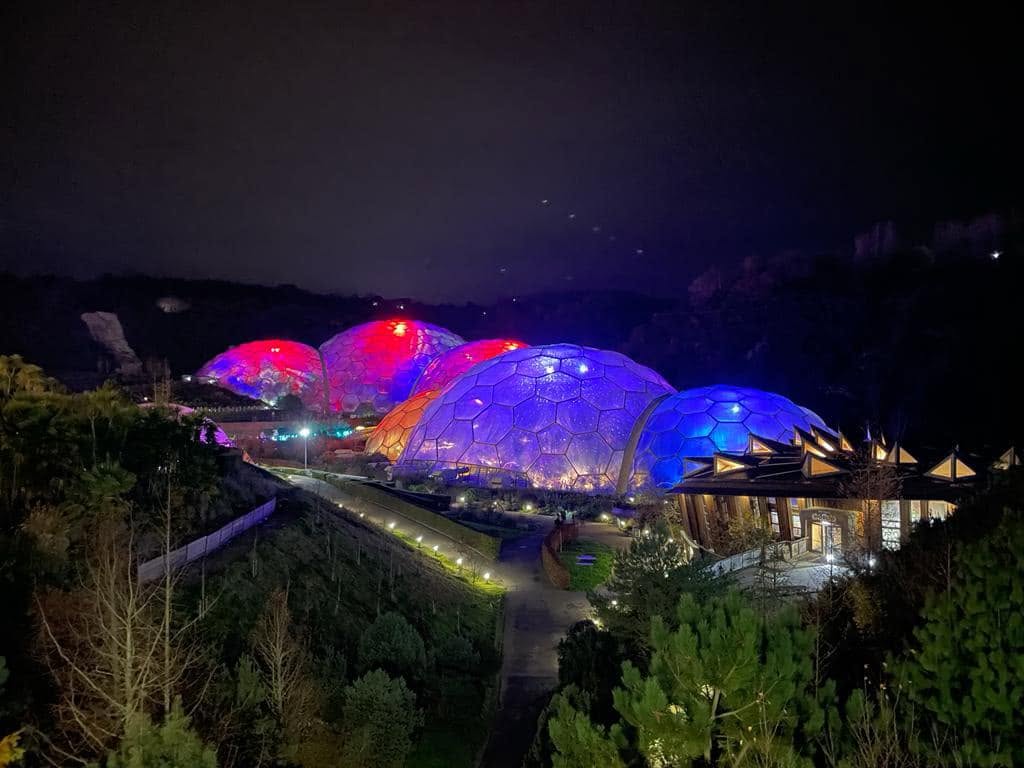 The Eden Project lit up at Christmas