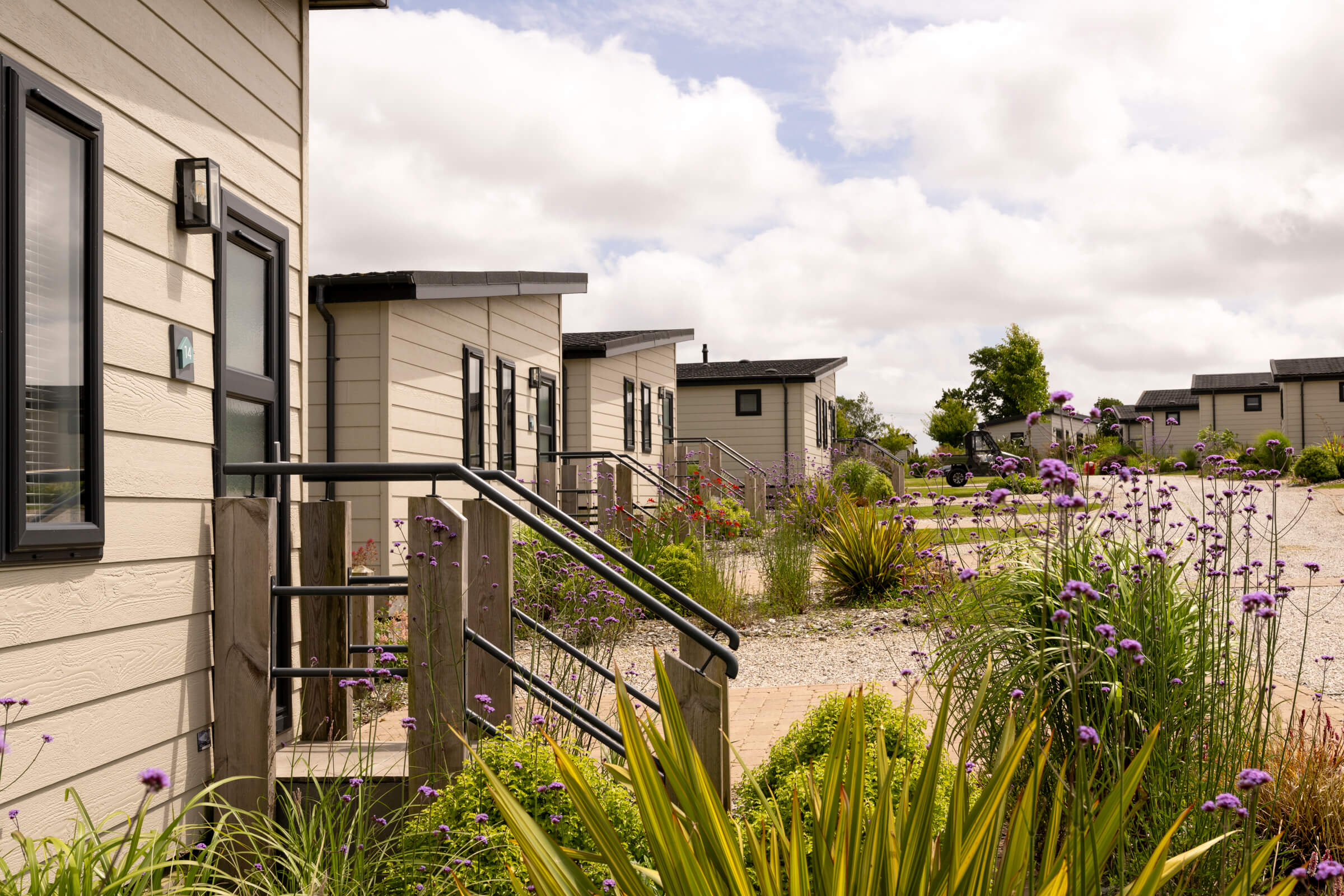 Exterior view of lodges at St Mabyn
