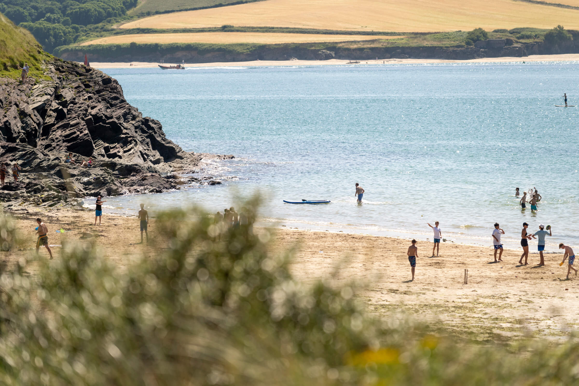 Families on Daymer Bay Beach in Cornwall